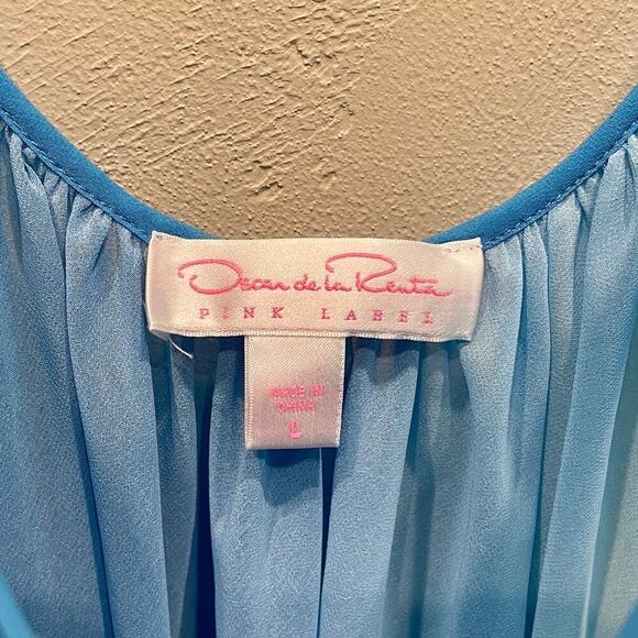 Oscar de la Renta Pink Label Babydoll Mini Dress in Blue Ombre - Size: Large - Picture 3 of 8